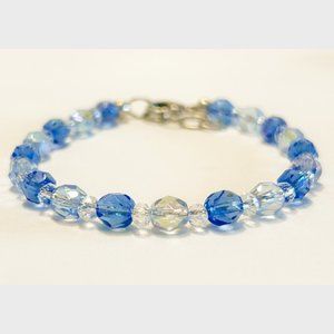 Sapphire Blue & Light Blue Czech Bead Bracelet